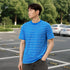 XYXX Stripe Cotton Crewneck T-shirt - Pacific Blue