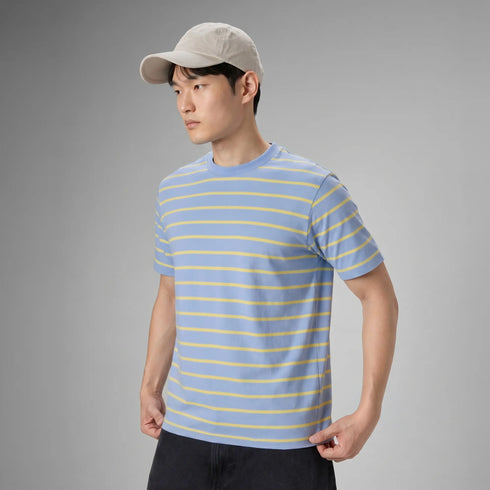 XYXX Stripe Cotton Crewneck T-shirt - Powder Blue