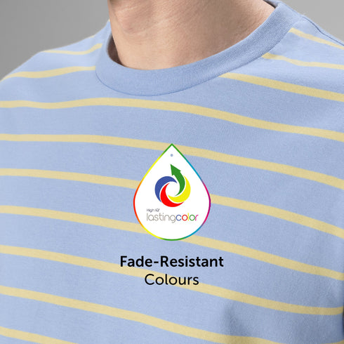 XYXX Stripe Cotton Crewneck T-shirt - Powder Blue