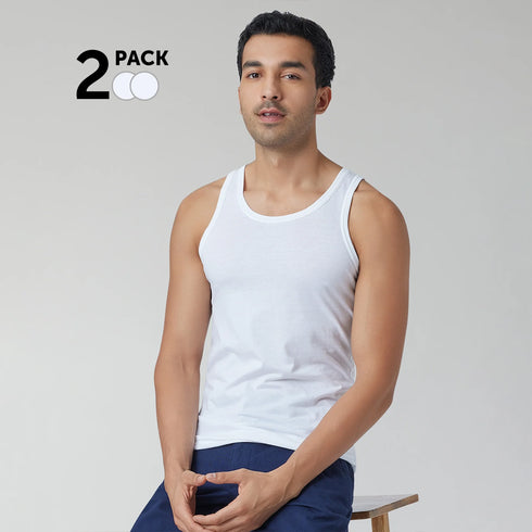 XYXX Ace Modal-Cotton Round Neck Vests Polar White Regular Fit (Pack of 2)