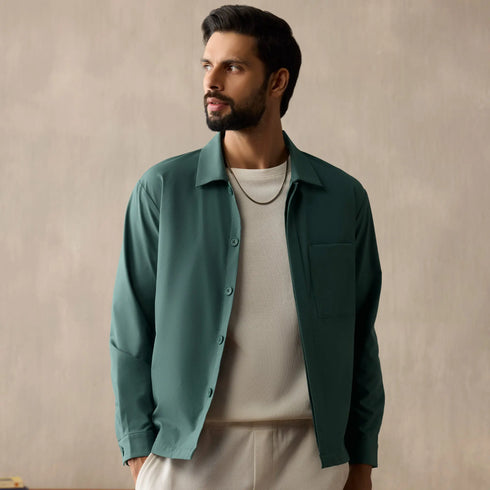 XYXX Amp Polyester Shacket Pine Green