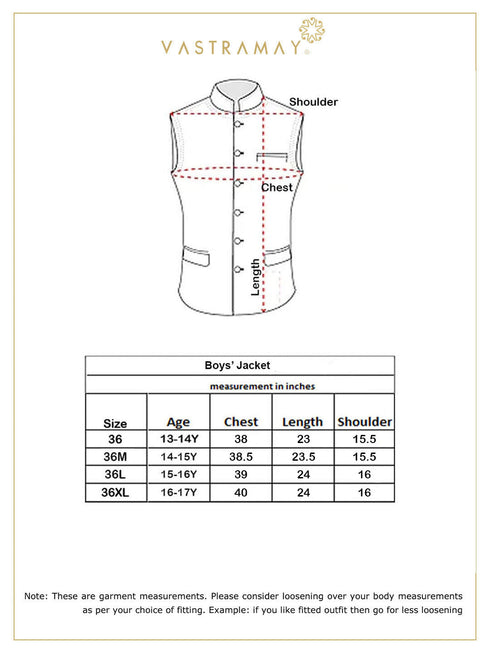 Vastramay Boys Multicolor-Base-Pink Floral Printed Nehru Jacket
