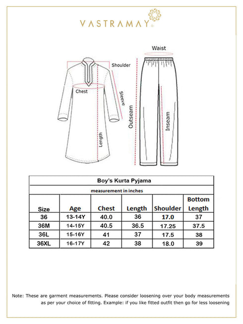 Vastramay Boy's Orange Chaikankari Kurta With White Pyjama Set