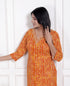Miravan Womens Yellow Bandhani Printed Straight Kurti