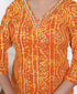 Miravan Womens Yellow Bandhani Printed Straight Kurti