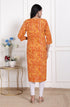 Miravan Womens Yellow Bandhani Printed Straight Kurti