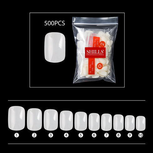 Shills Professional PKT 500pcs Medium Full Cover Nail Tips Natural