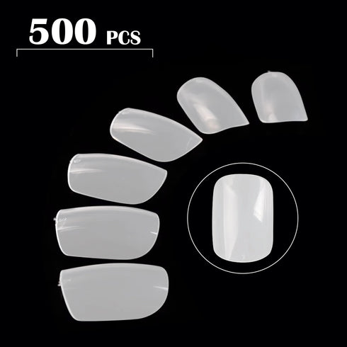 Shills Professional PKT 500pcs Medium Full Cover Nail Tips Natural