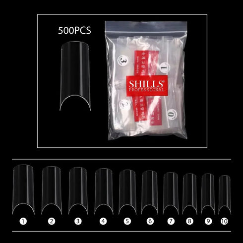 Shills Professional PKT 500pcs French Full Cover Nail Tips Clear