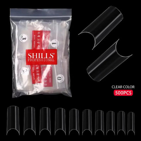Shills Professional PKT 500pcs French Full Cover Nail Tips Clear
