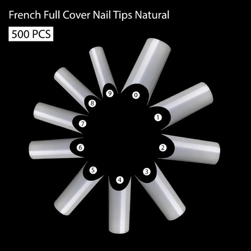 Shills Professional PKT 500pcs French Full Cover Nail Tips Natural