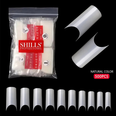 Shills Professional PKT 500pcs French Full Cover Nail Tips Natural