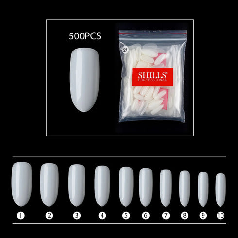 Shills Professional PKT 500pcs Oval Shape Nail Tips Natural