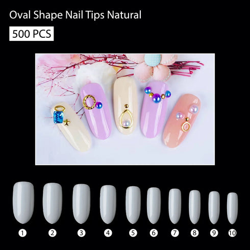 Shills Professional PKT 500pcs Oval Shape Nail Tips Natural