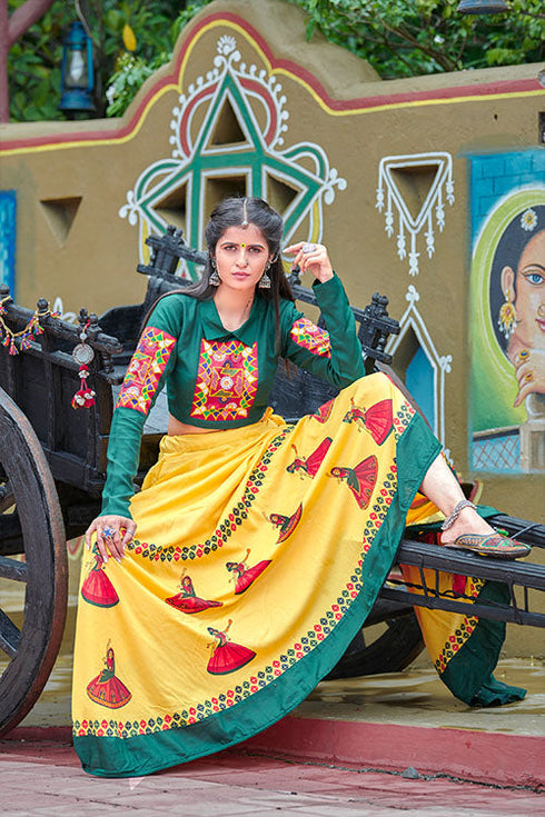 Shubhkala Yellow Soft Cotton Digital Printed Work Chaniya Choli