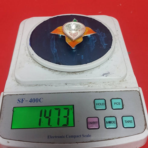 Pure Silver Gold Bilva Patram Fancy Diya 14.73g