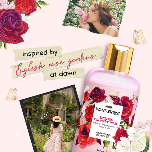 Wanderlust English Country Rose Floral Perfume Body Wash