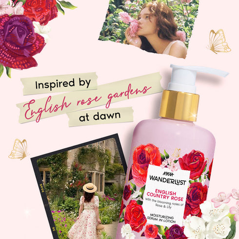 Wanderlust English Country Rose Floral Body Lotion Serum-in-Lotion