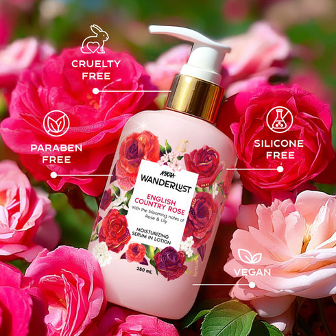 Wanderlust English Country Rose Floral Body Lotion Serum-in-Lotion