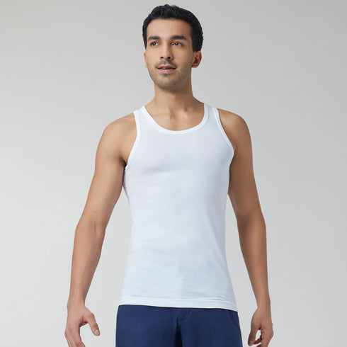 XYXX Ace Modal-Cotton Round Neck Vests Polar White Regular Fit (Pack of 2)