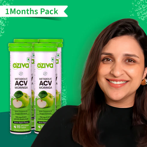 OZiva ACV Moringa Hot Mix Apple Cinnamon for Craving Control Pack of 4