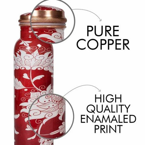 Coppjal Printed Copper Bottle And Glass Set