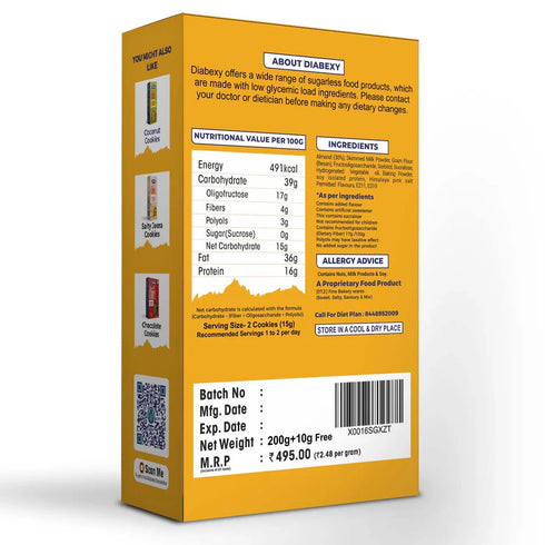 Diabexy Sugar Free Almond Cookies 200 g