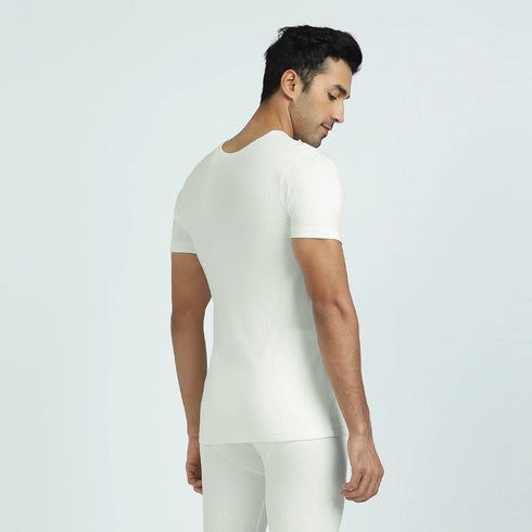 XYXX Cotton Rich Short Sleeve Thermal Set Ivory white