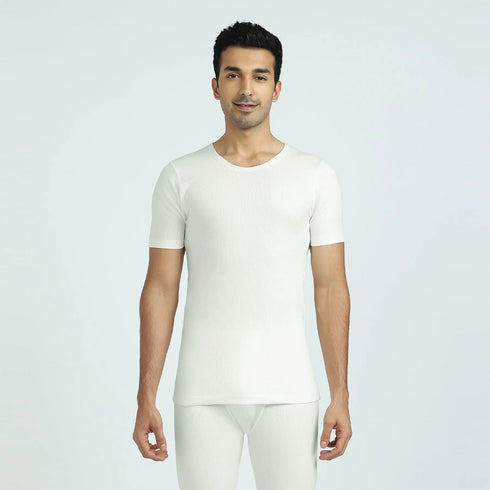 XYXX Cotton Rich Short Sleeve Thermal Set Ivory white