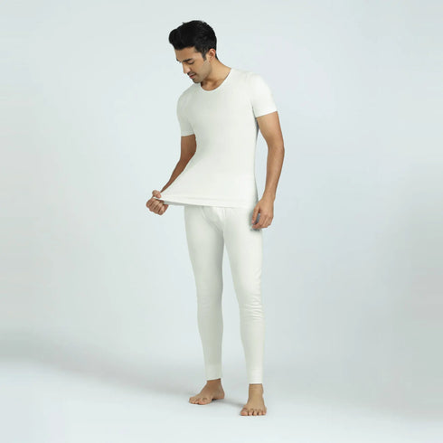 XYXX Cotton Rich Short Sleeve Thermal Set Ivory white