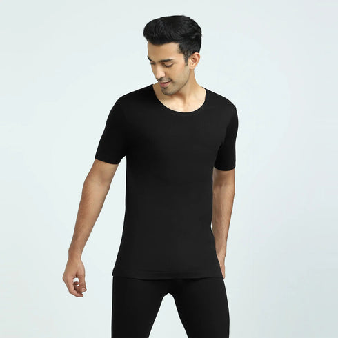 XYXX Cotton Rich Short Sleeve Thermal Set Pitch Black
