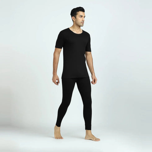 XYXX Cotton Rich Short Sleeve Thermal Set Pitch Black