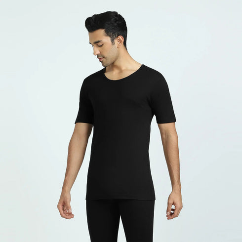 XYXX Cotton Rich Short Sleeve Thermal Set Pitch Black