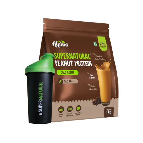 Alpino Supernatural Peanut Protein Powder Cold Coffee - Protein| & No Added Sugar|Gluten-Free|Vegan
