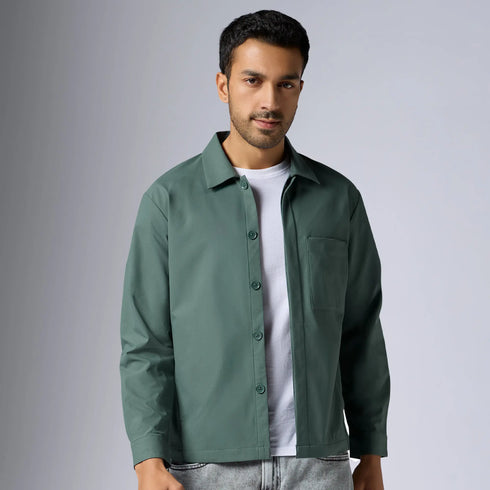 XYXX Amp Polyester Shacket Pine Green