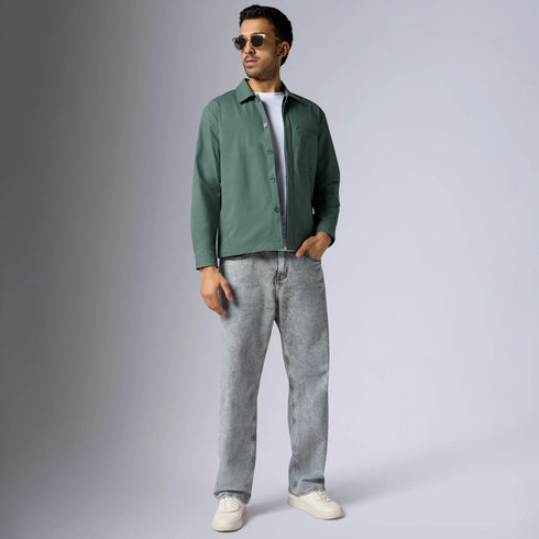 XYXX Amp Polyester Shacket Pine Green