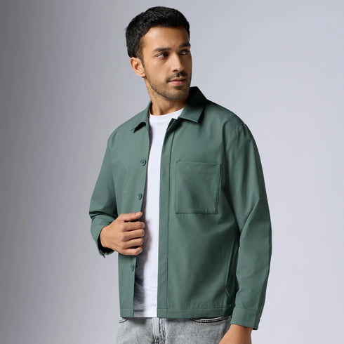 XYXX Amp Polyester Shacket Pine Green