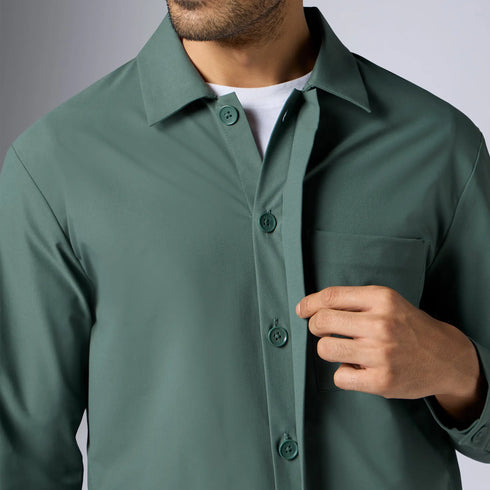 XYXX Amp Polyester Shacket Pine Green