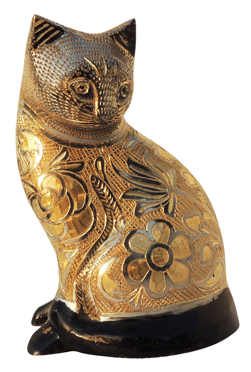 Brass Table Decor Showpiece Cat Statue 0.84kg
