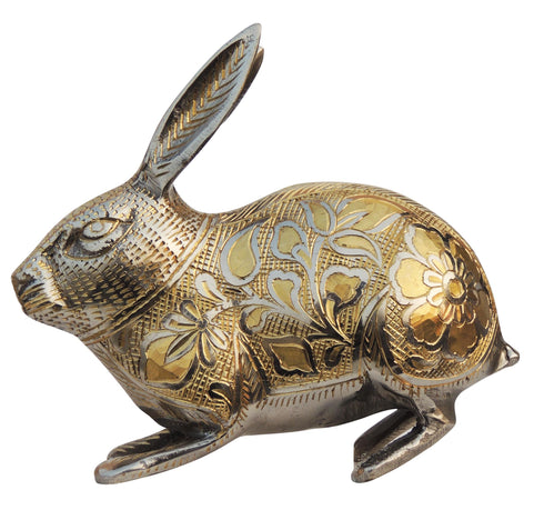Brass Showpiece Rabbit Nickel Fancy Statue 0.92kg