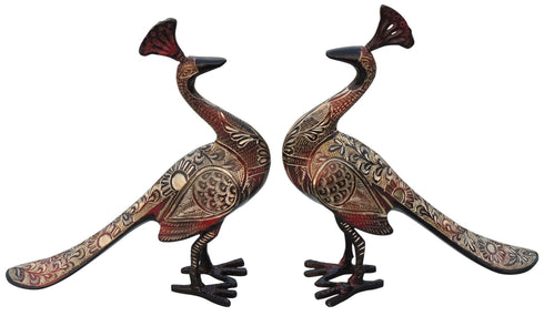 Brass Showpiece Peacock Pair Statue 2.32Kg