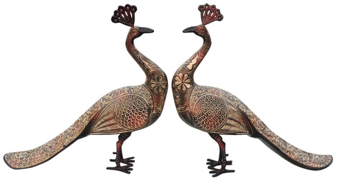 Brass Showpiece Peacock Pair Statue 8.4Kg