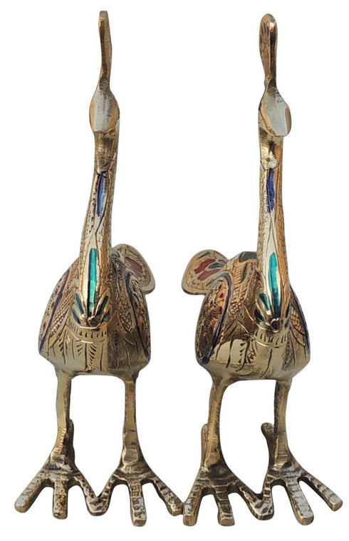 Brass Showpiece Peacock Pair Statue 2.32Kg