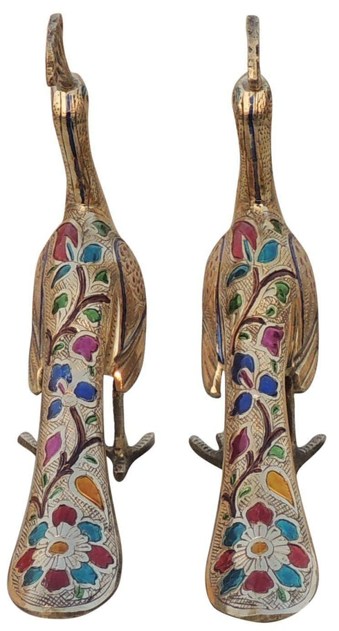 Brass Showpiece Peacock Pair Statue 2.32Kg