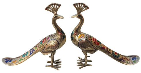 Brass Showpiece Peacock Pair Statue 3.68Kg