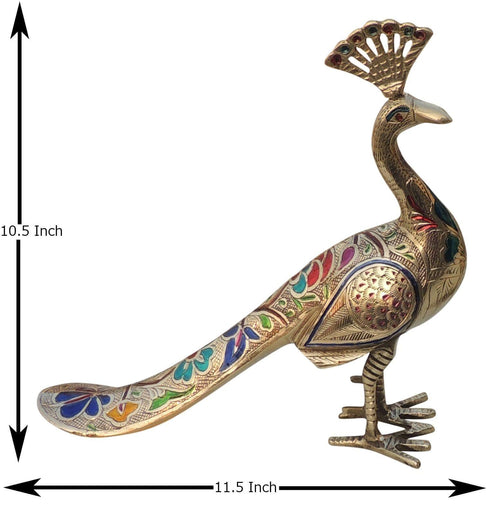 Brass Showpiece Peacock Pair Statue 3.68Kg