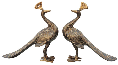 Brass Showpiece Peacock Pair Statue 2.32Kg