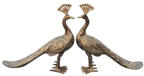 Brass Peacock Pair Statue 3.68Kg