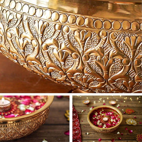 Anandi Metal Urli, Gold, Large