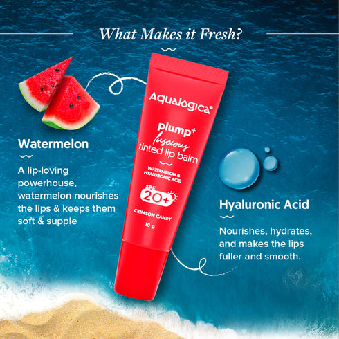 Aqualogica Crimson Candy Plump+ Luscious Tinted SPF 20+ Lip Balm
